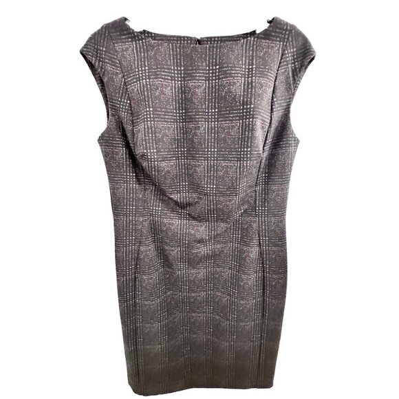 Chaps Womens Sleeveless Sheath Dress Gray Red Plaid Size Medium Office Cocktail - Picture 4 of 15